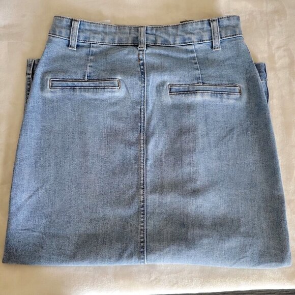 OAT New York Denim Maxi Skirt Size 2/26 Pockets Button Fly Blue Denim - Picture 4 of 8